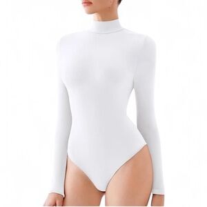 Retrod White Contour Long Sleeve Turtleneck Bodysuit